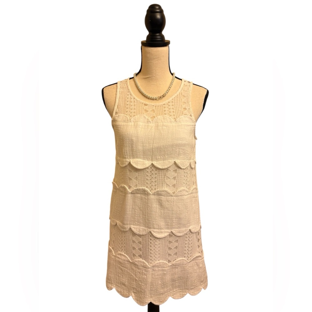 The Impeccable Pig Ivory scalloped layered dress Sz S